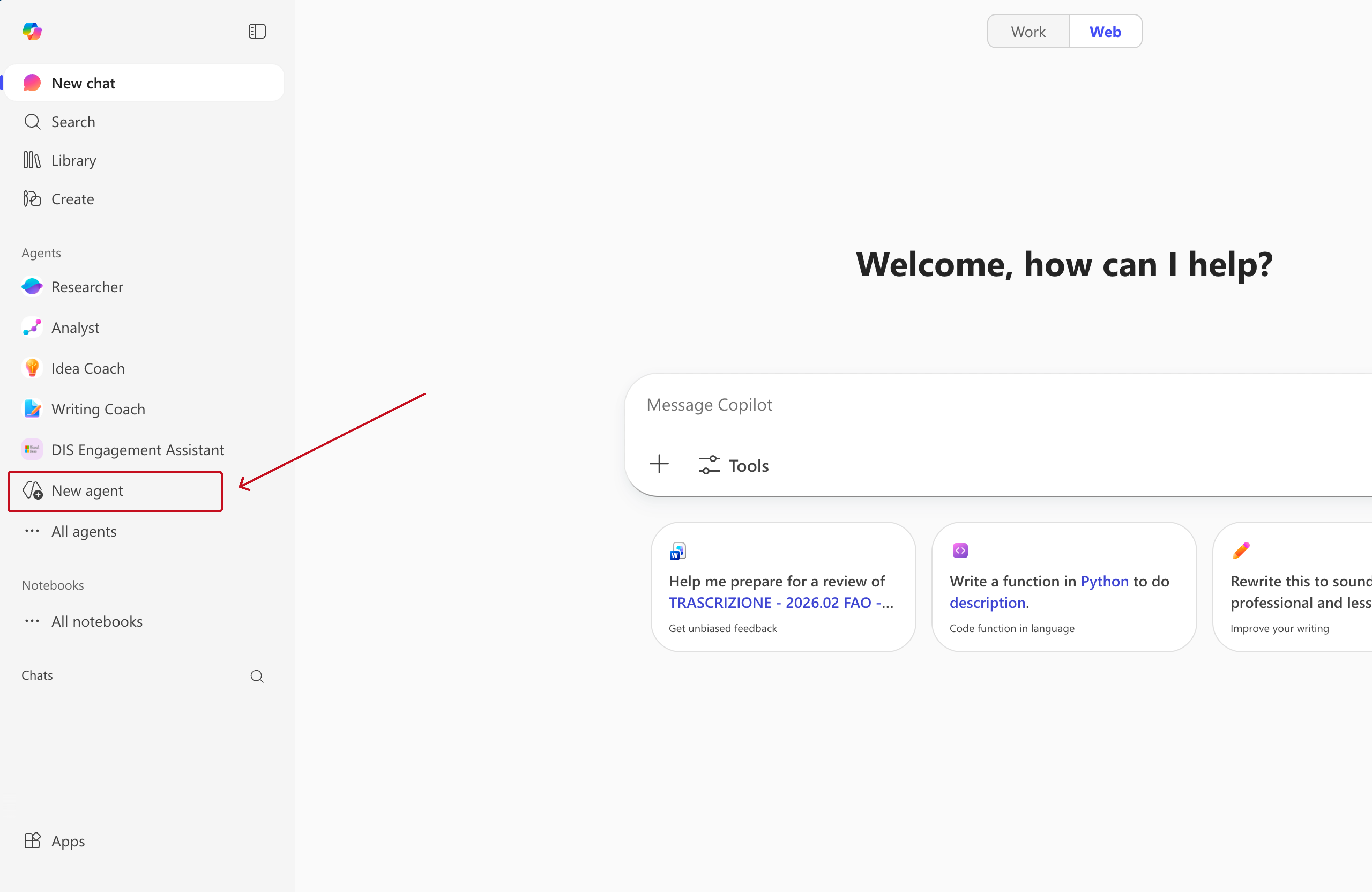 Copilot web homepage